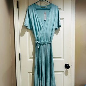 Soft Surroundings Aqua Wrap Maxi Dress